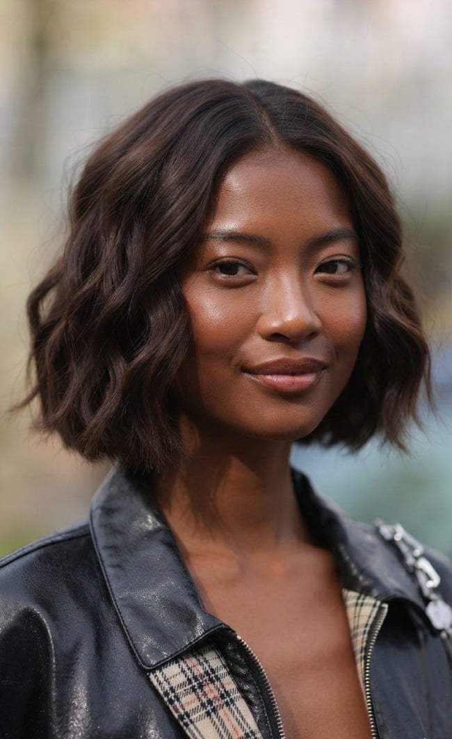 Chin Length Bob With Soft Waves And Side Fringe — Undone Hairstyles 2027