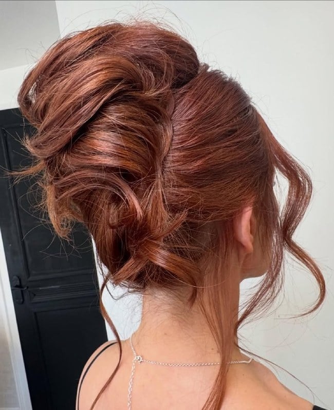 Copper Messy Updo With Loose Tendrils — Undone Hairstyles 2027
