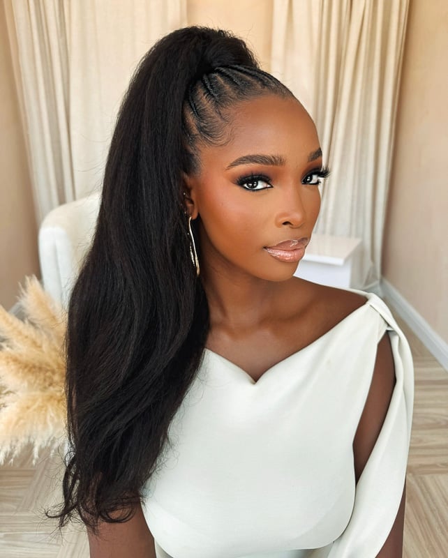 High Ponytail With Braided Front Detail High Ponytail With Braided Front Detail — Vacation Hairstyles 2027 with Weave