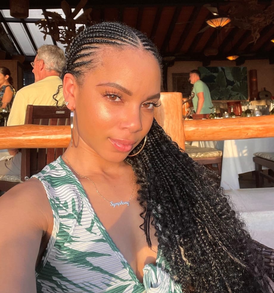 Black Cornrows With Mid-Back Wavy Braided Extensions Black Cornrows With Mid-Back Wavy Braided Extensions — Vacation Hairstyles 2027 with Weave