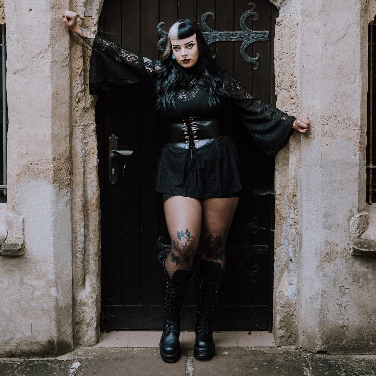 Black Lace Top and Mini Skirt Set, Close-Up Take Black Lace Top and Mini Skirt Set, Close-Up Take — Vampire Aesthetic Outfits 2027