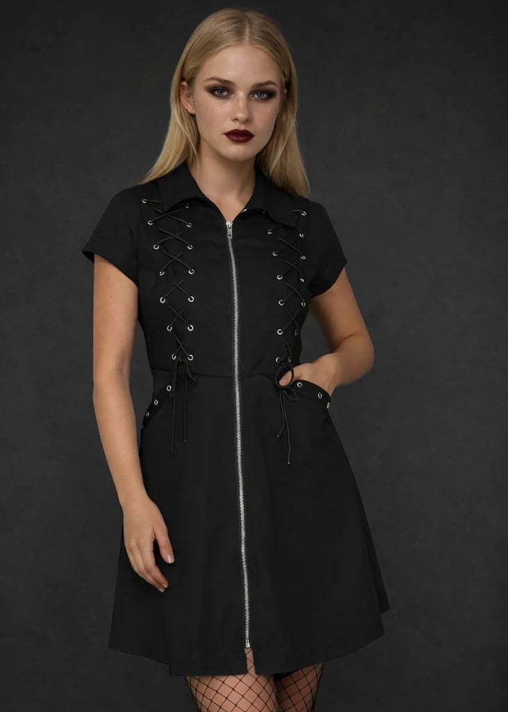 Short Black Dress with Zipper Detail Short Black Dress with Zipper Detail — Vampire Aesthetic Outfits 2027