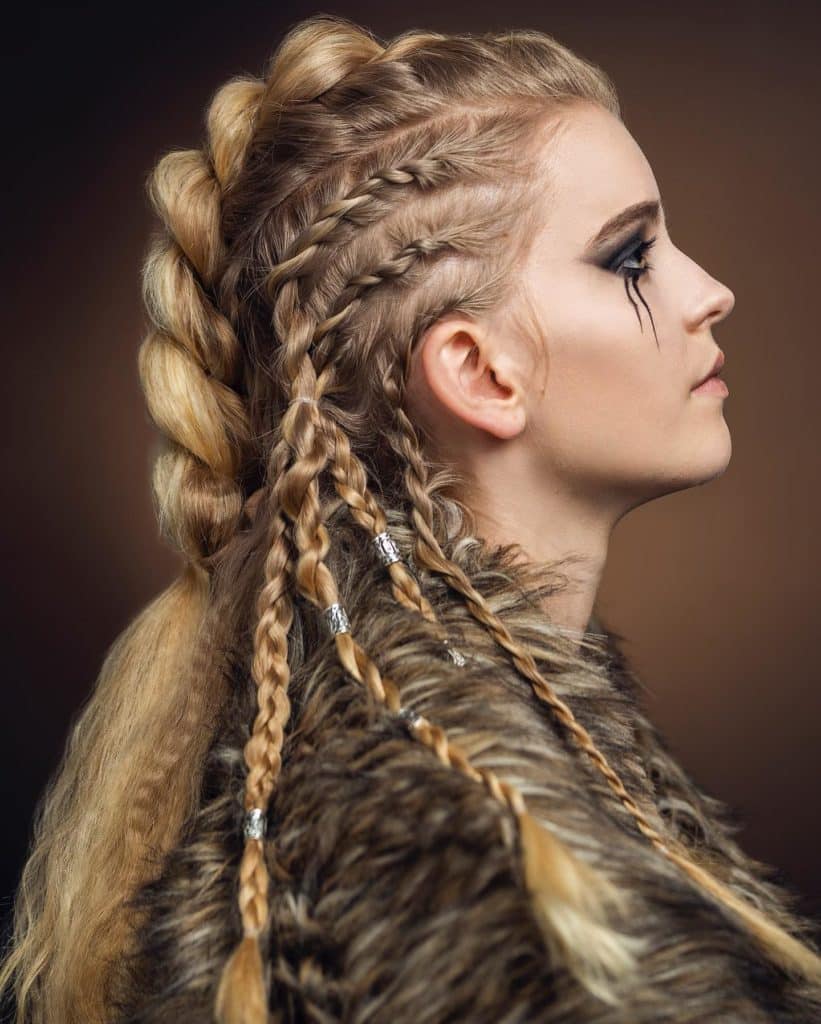 Shoulder Length Mohawk Braid With Side Braids Shoulder Length Mohawk Braid With Side Braids — Viking Braided Hairstyles 2027