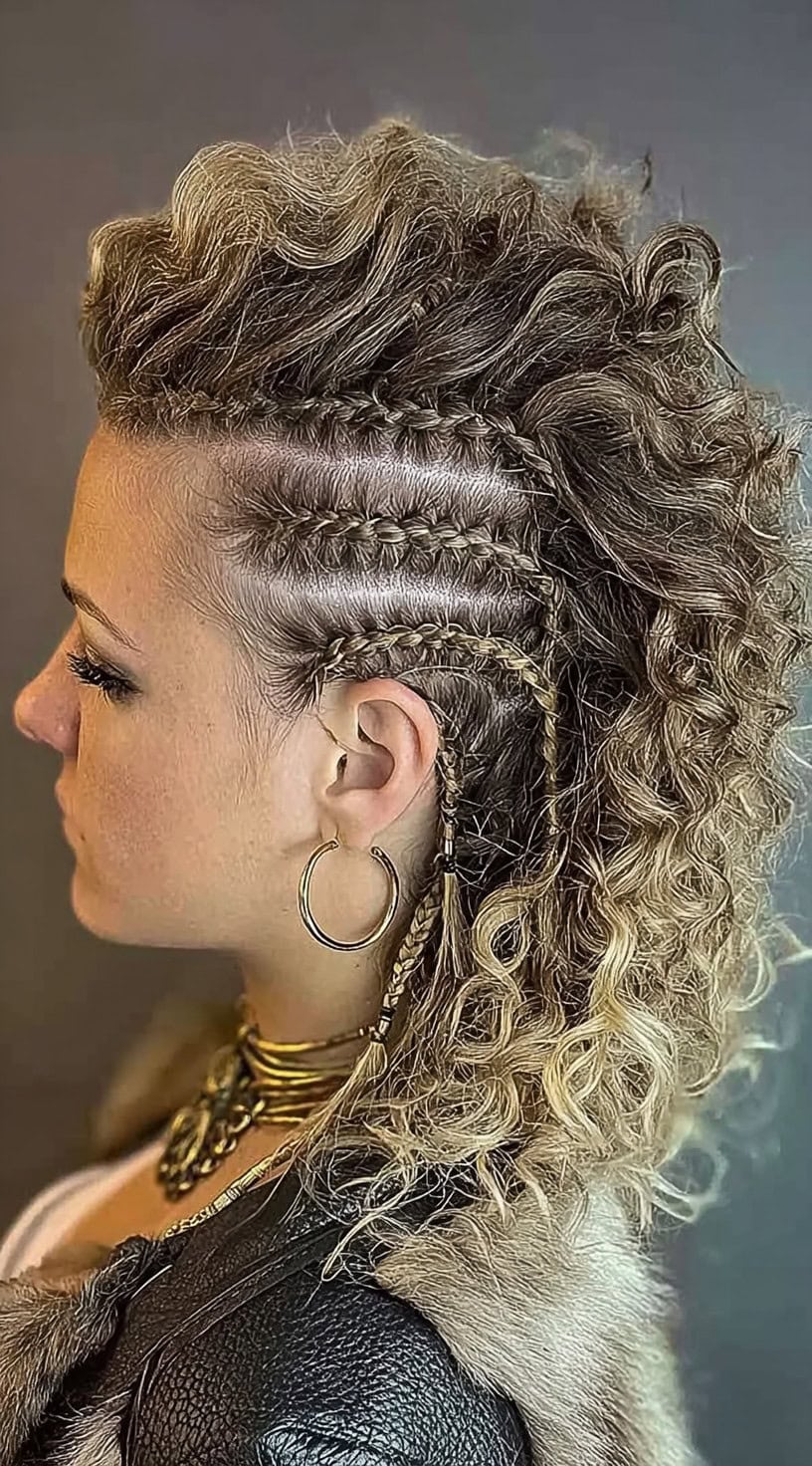 Short Blonde Undercut With Cornrows And Curls Short Blonde Undercut With Cornrows And Curls — Viking Braided Hairstyles 2027