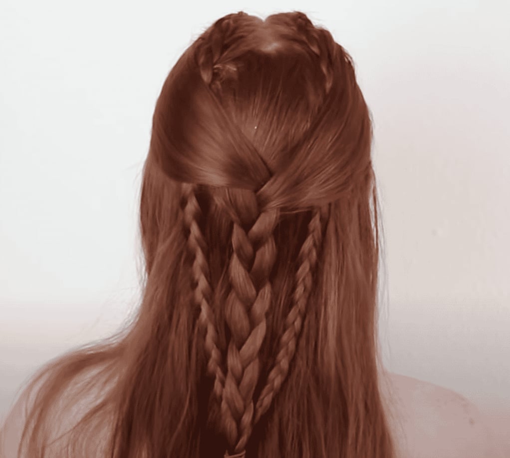 Mid-Back Auburn Central Braid With Side Braids Mid-Back Auburn Central Braid With Side Braids — Viking Braided Hairstyles 2027