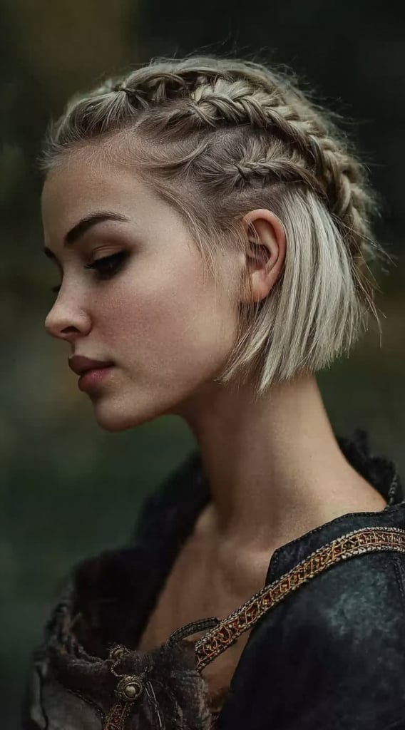 Ash Blonde Bob Undercut With Braids Ash Blonde Bob Undercut With Braids — Viking Braided Hairstyles 2027