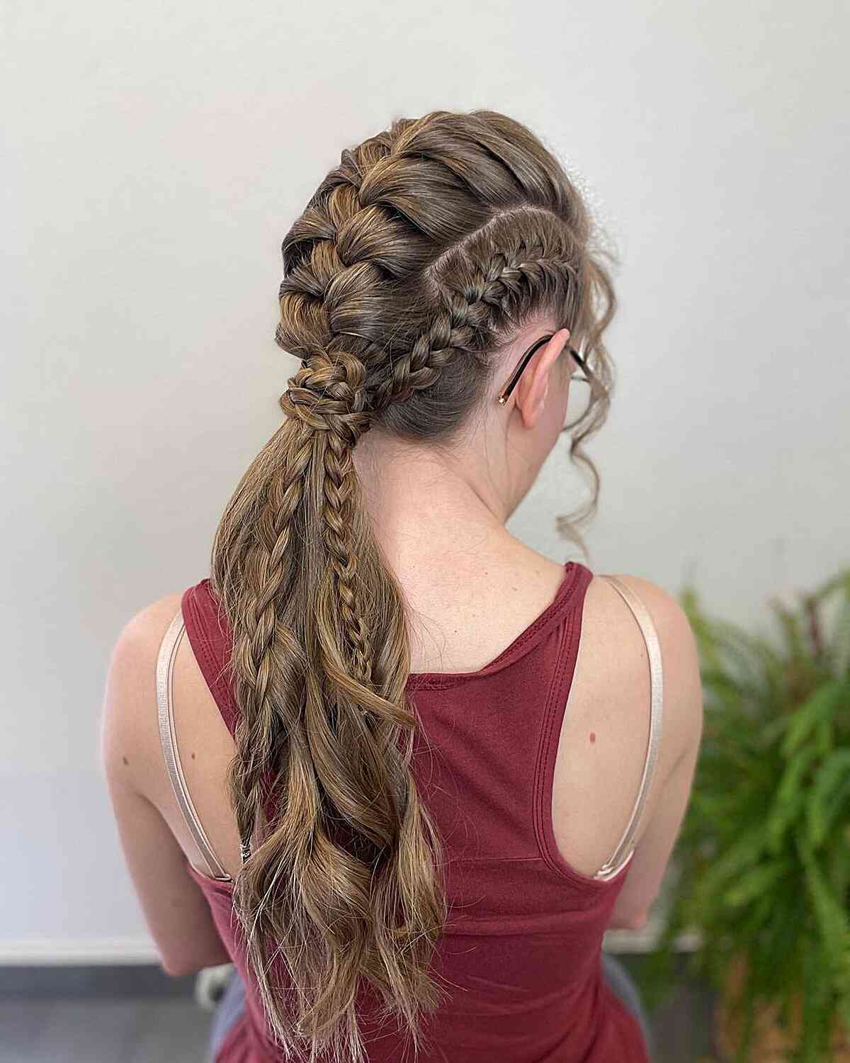 Mid-Back Warm Brown Braids With Ponytail Mid-Back Warm Brown Braids With Ponytail — Viking Braided Hairstyles 2027