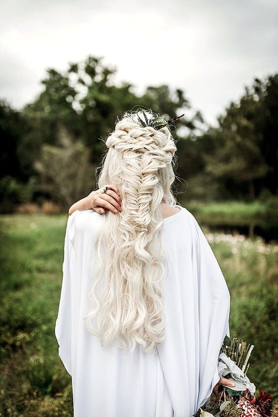 Mid-Back Platinum Blonde Braids Fishtail Mid-Back Platinum Blonde Braids Fishtail — Viking Braided Hairstyles 2027