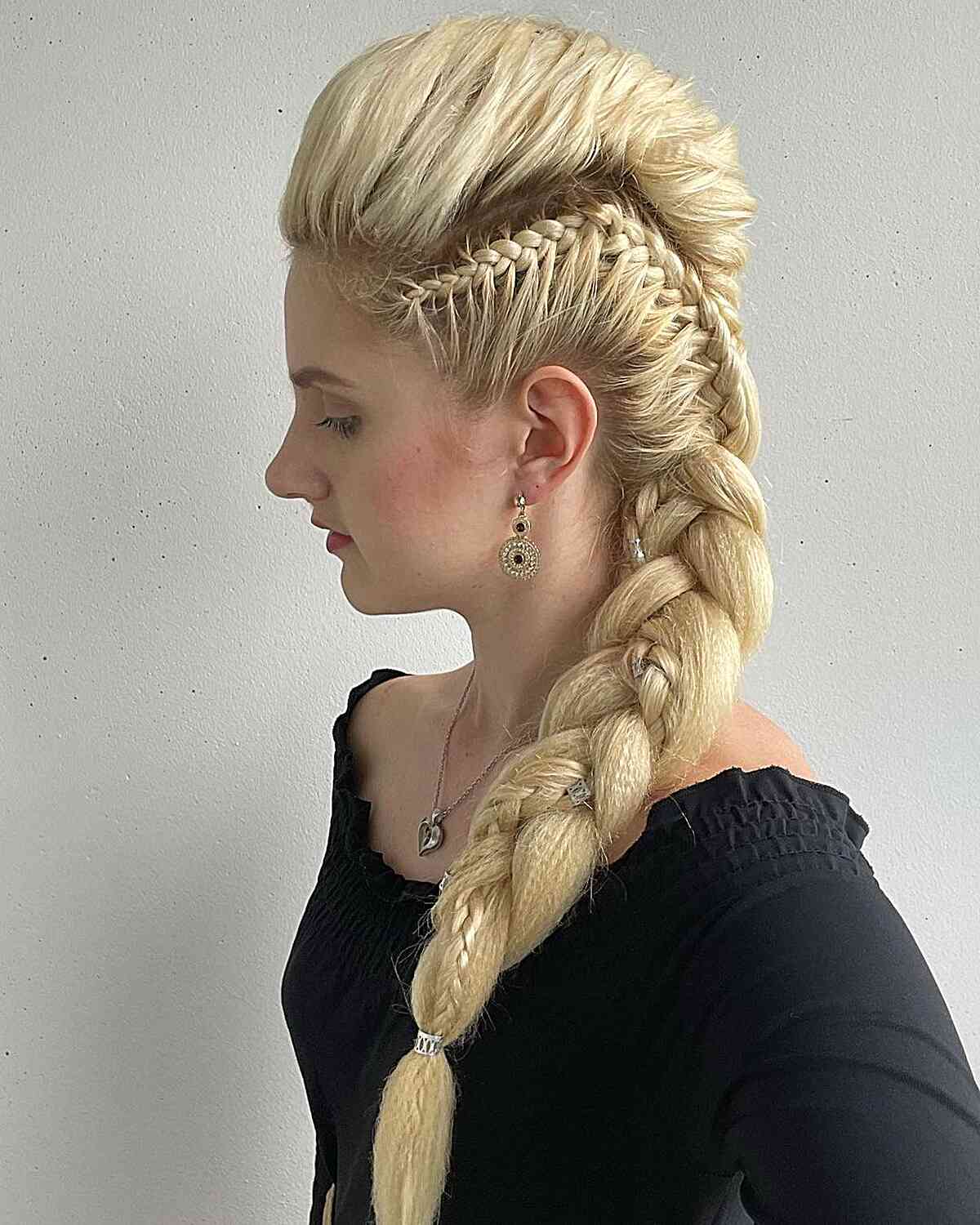 Platinum Blonde Dutch Braids With Voluminous Top Platinum Blonde Dutch Braids With Voluminous Top — Viking Braided Hairstyles 2027