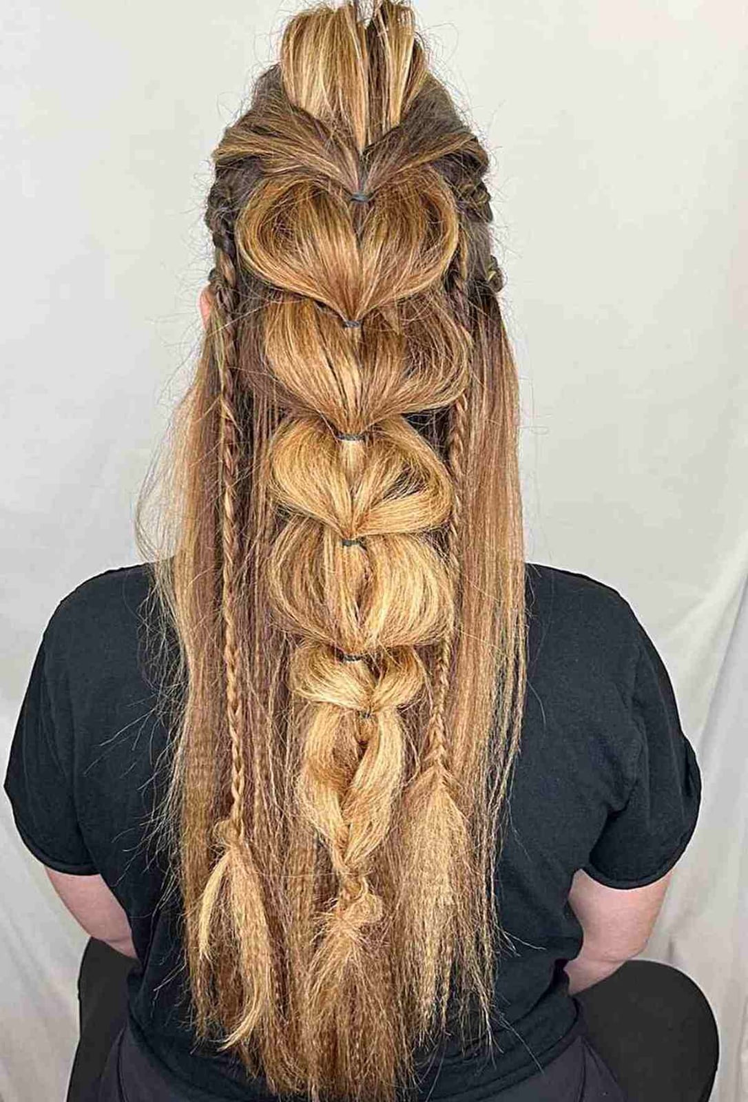 Mid-Back Bubble Braids And Side Braids Mid-Back Bubble Braids And Side Braids — Viking Braided Hairstyles 2027