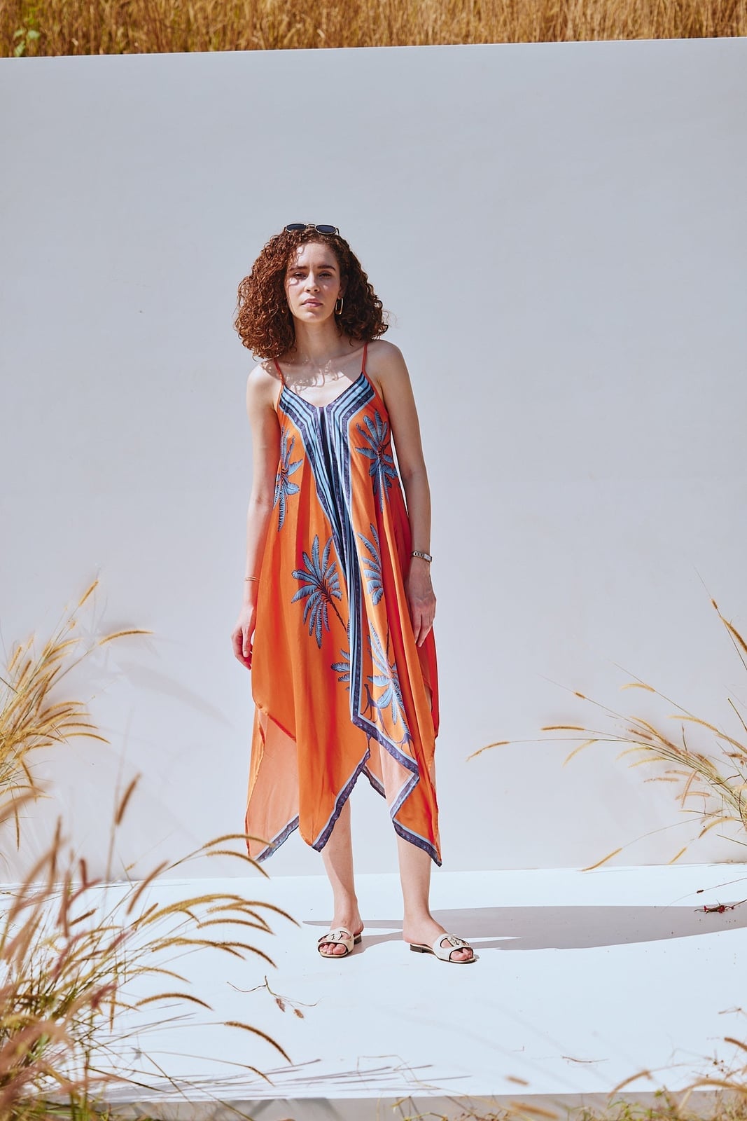 Orange Printed Midi Dress with Asymmetrical Hem Orange Printed Midi Dress with Asymmetrical Hem — Virginia Beach Outfits 2027