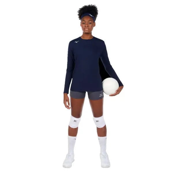 Navy Long Sleeve Athletic Shirt and Gray Shorts Navy Long Sleeve Athletic Shirt and Gray Shorts — Volleyball Outfits for Women 2027
