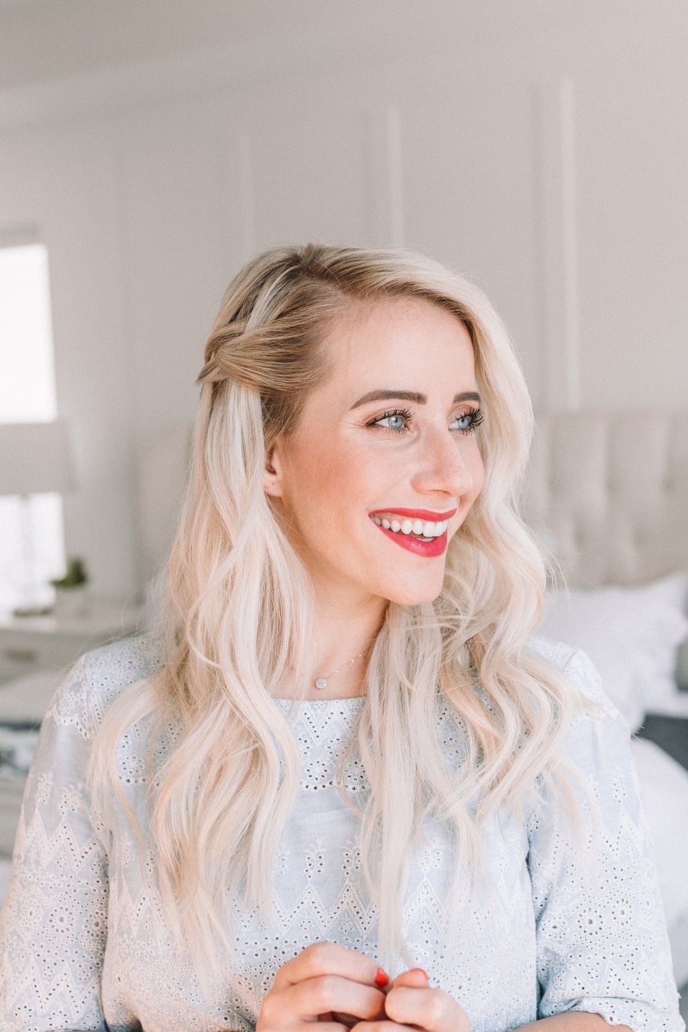 Collarbone Wavy Blonde With Side Waterfall Braid Collarbone Wavy Blonde With Side Waterfall Braid — Waterfall Braided Hairstyles 2027