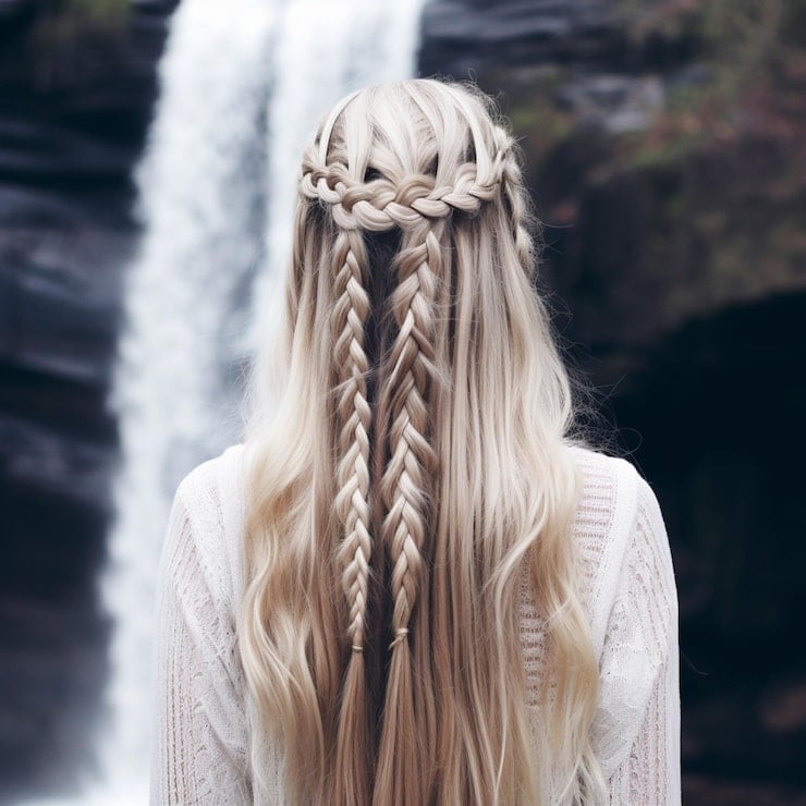 Mid-Back Ash Blonde Double Waterfall To Fishtail Braids Mid-Back Ash Blonde Double Waterfall To Fishtail Braids — Waterfall Braided Hairstyles 2027