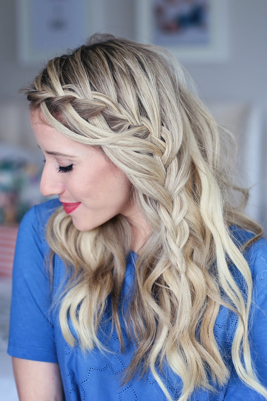 Collarbone Waves With Side Waterfall Braid Collarbone Waves With Side Waterfall Braid — Waterfall Braided Hairstyles 2027