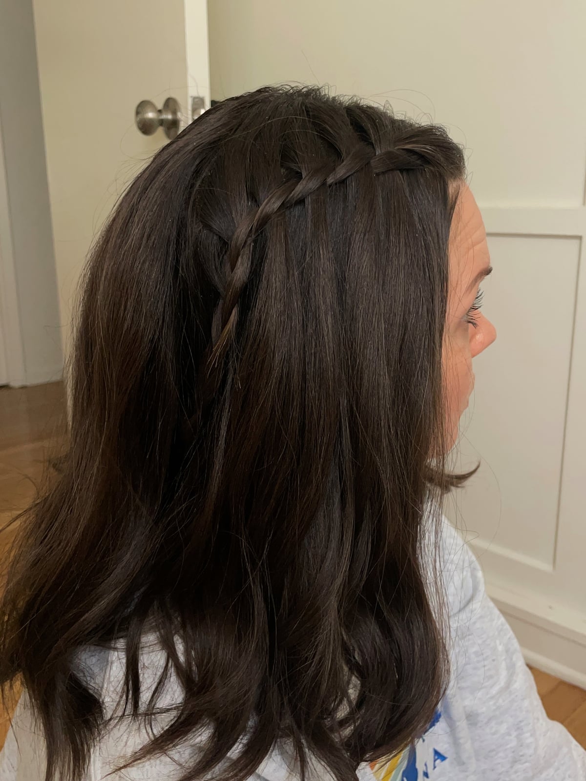 Shoulder Length Wavy Dark Brown Waterfall Braid Shoulder Length Wavy Dark Brown Waterfall Braid — Waterfall Braided Hairstyles 2027