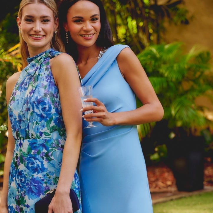 Light blue fitted dress with draped neckline Light blue fitted dress with draped neckline — Wedding Guest Outfits Vineyard 2027