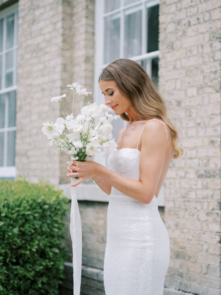 Collarbone Dark Blonde Waves With Side Bangs Collarbone Dark Blonde Waves With Side Bangs — Wedding Hair Down 2027