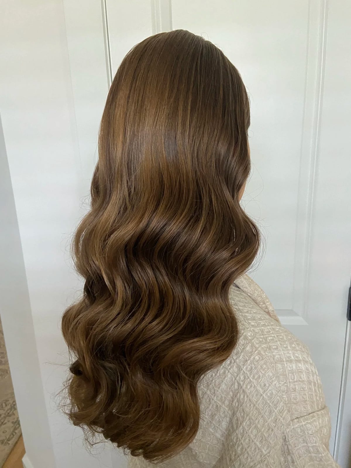 Dark Brown Waves With Braided Crown Accessory Dark Brown Waves With Braided Crown Accessory — Wedding Hair Down 2027