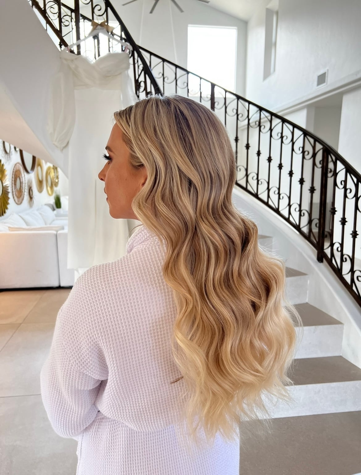 Ash Blonde Flowing Waves With Face Framing Ash Blonde Flowing Waves With Face Framing — Wedding Hair Down 2027