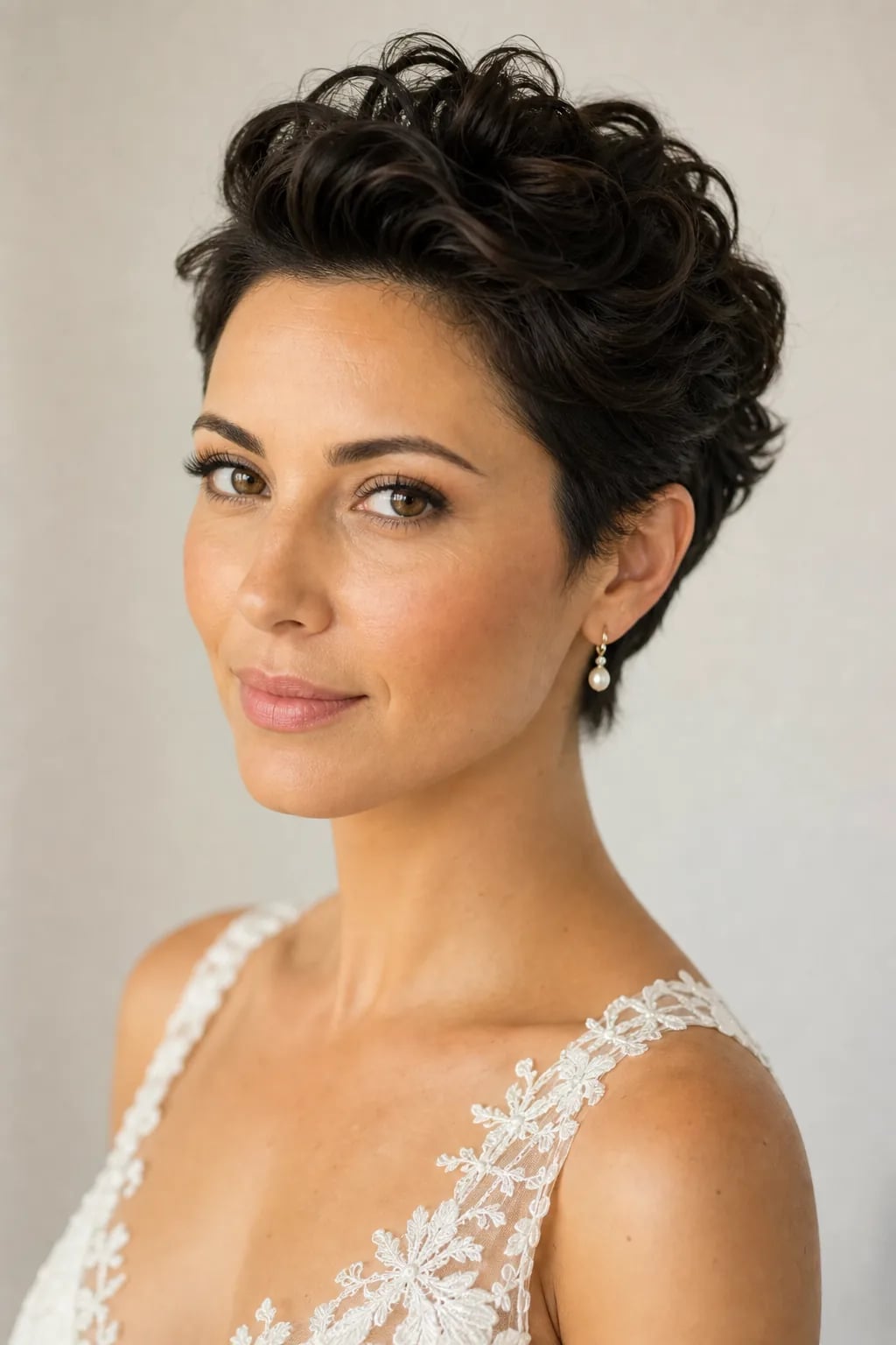 Short Dark Brown Textured Curly Pixie Short Dark Brown Textured Curly Pixie — Wedding Hairstyles 2027 with Curls