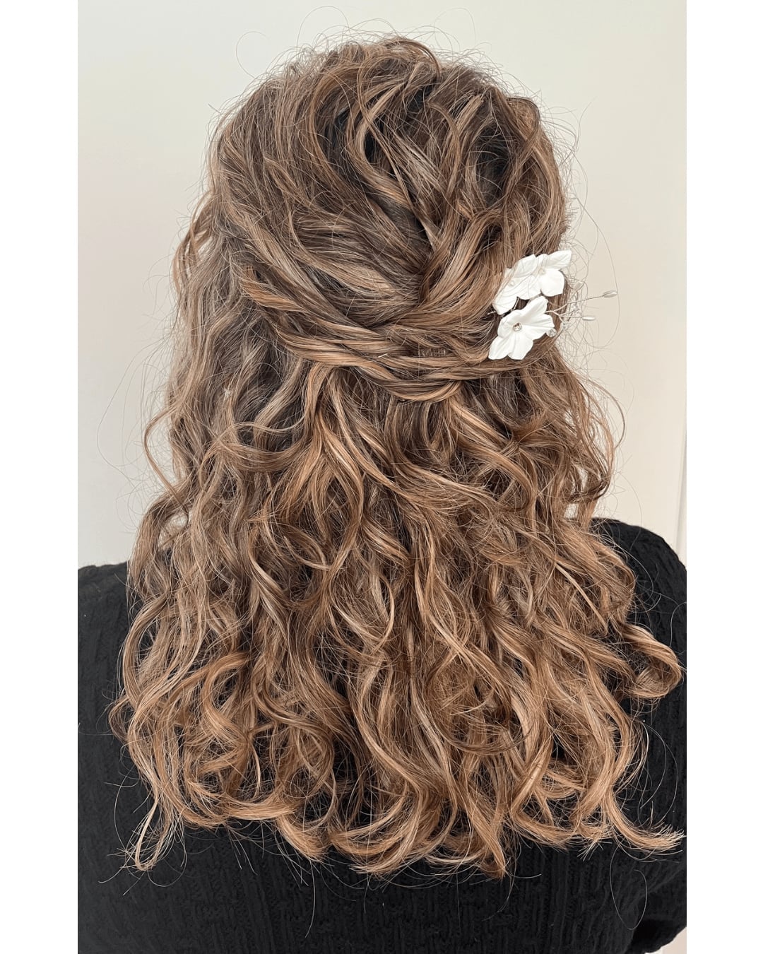 Mid-Back Brown Half-Up Half-Down Braids and Curls, Curly Mid-Back Brown Half-Up Half-Down Braids and Curls, Curly — Wedding Hairstyles 2027 with Curls