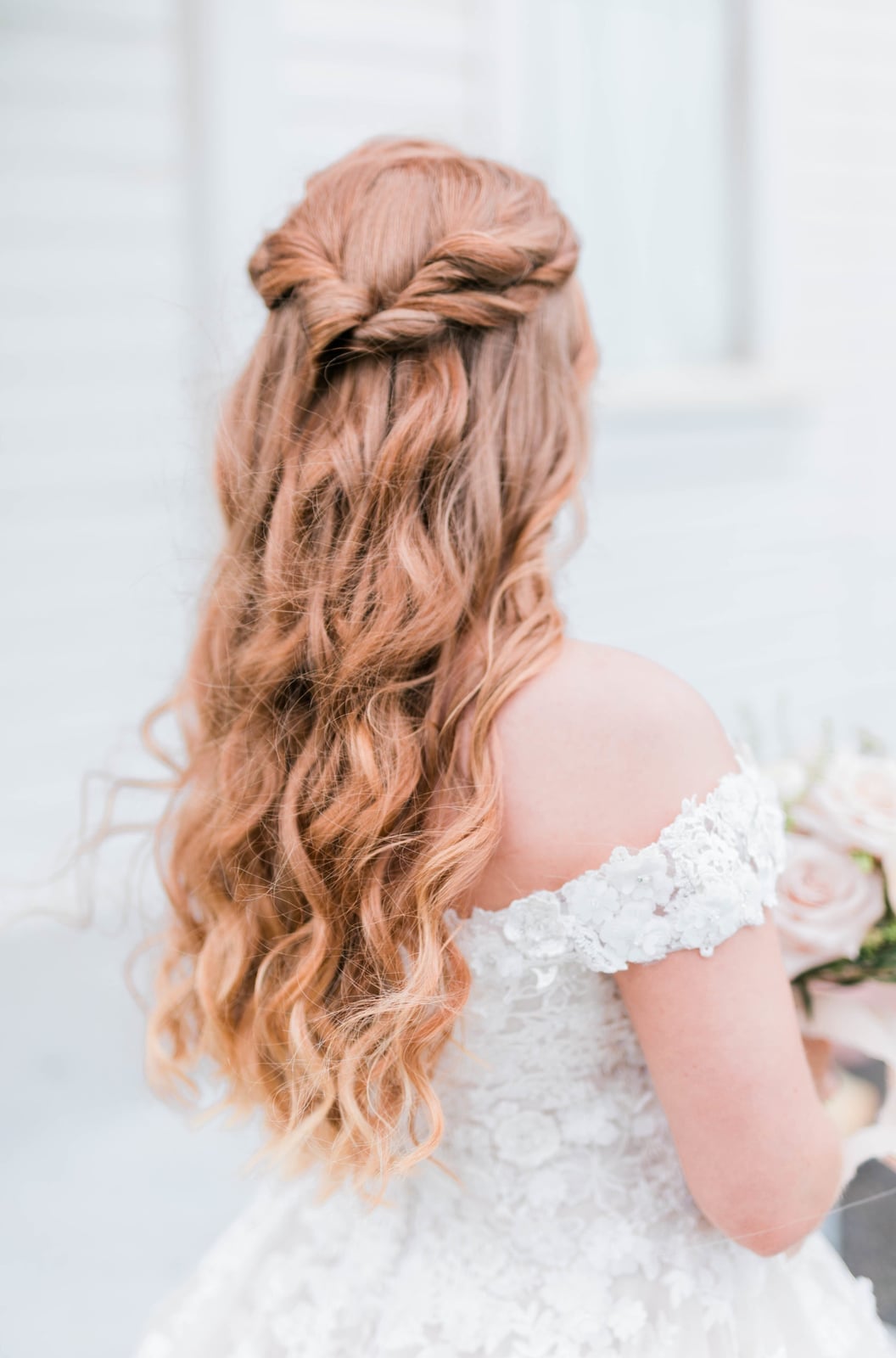 Mid-Back Light Brown Half-Up Twisted Curls, Long Layers Mid-Back Light Brown Half-Up Twisted Curls, Long Layers — Wedding Hairstyles 2027 with Curls