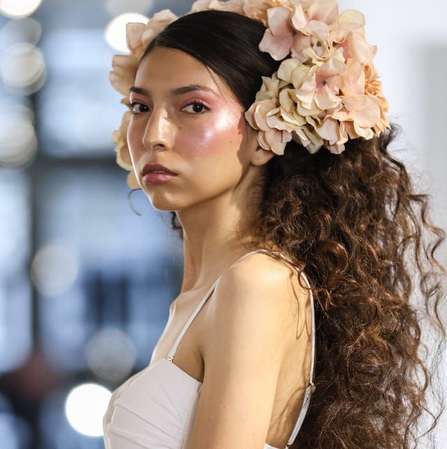 Mid-Back Dark Brown Curls with Flower Crown, A Woman With Long Mid-Back Dark Brown Curls with Flower Crown, A Woman With Long — Wedding Hairstyles 2027 with Curls