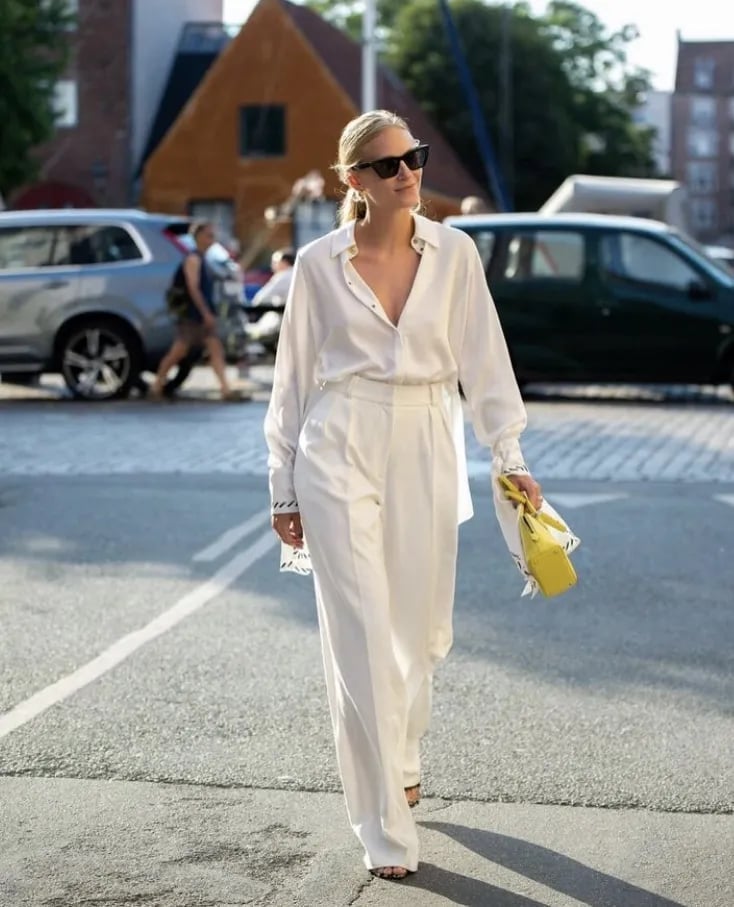 White Silk Blouse With Wide Leg Trousers White Silk Blouse With Wide Leg Trousers — White Blouse Outfits 2027