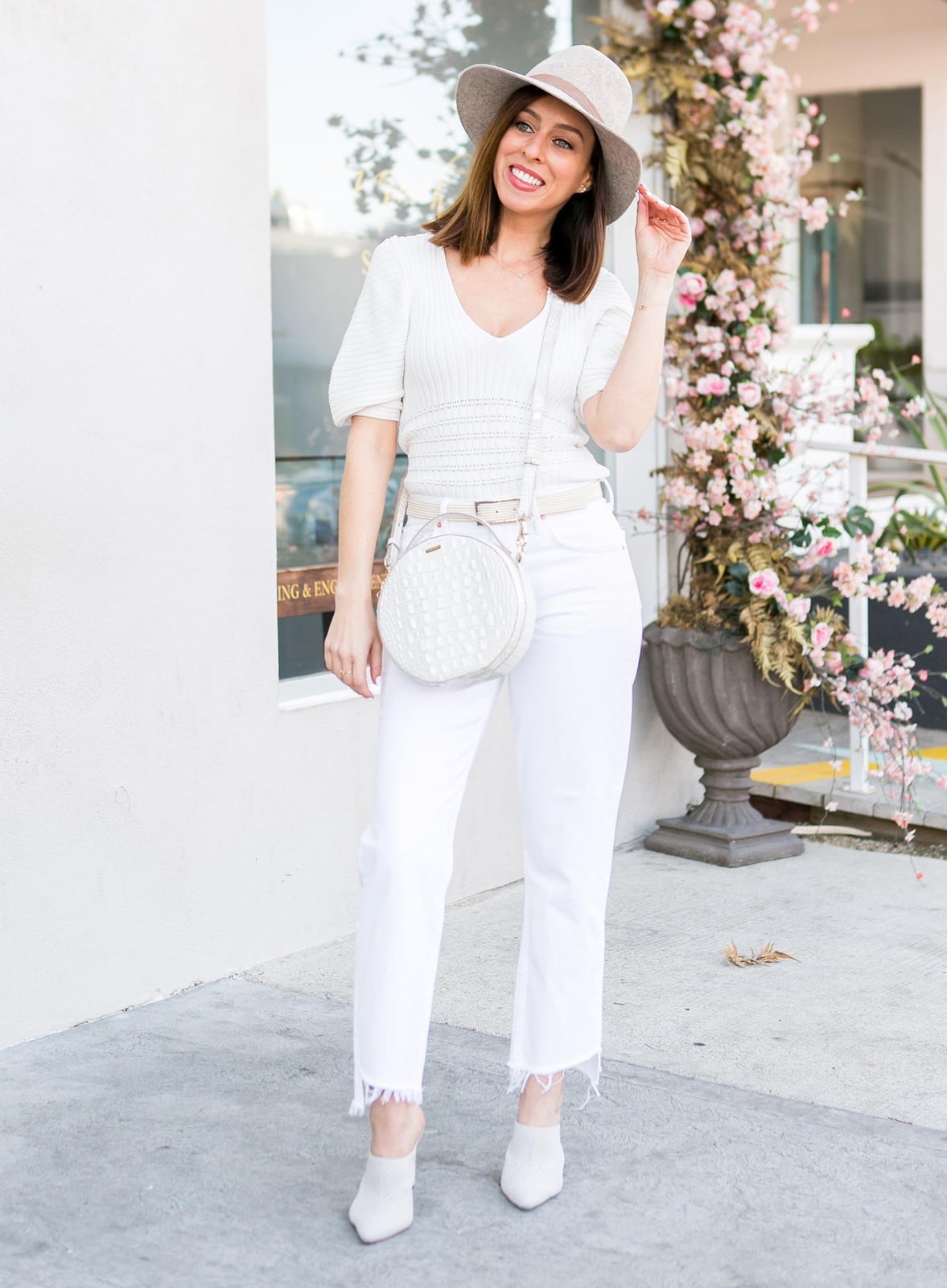 All White Textured Knit Look All White Textured Knit Look — White Blouse Outfits 2027