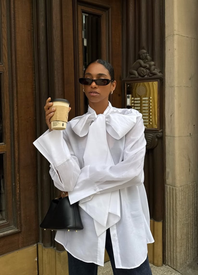 Oversized White Blouse With Bow Collar Oversized White Blouse With Bow Collar — White Blouse Outfits 2027