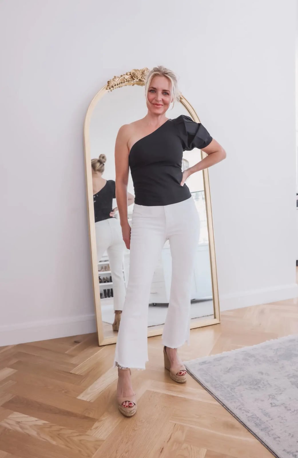 White Cropped Bootcut Jeans With One-Shoulder Top White Cropped Bootcut Jeans With One-Shoulder Top — White Bootcut Jeans Outfits 2027
