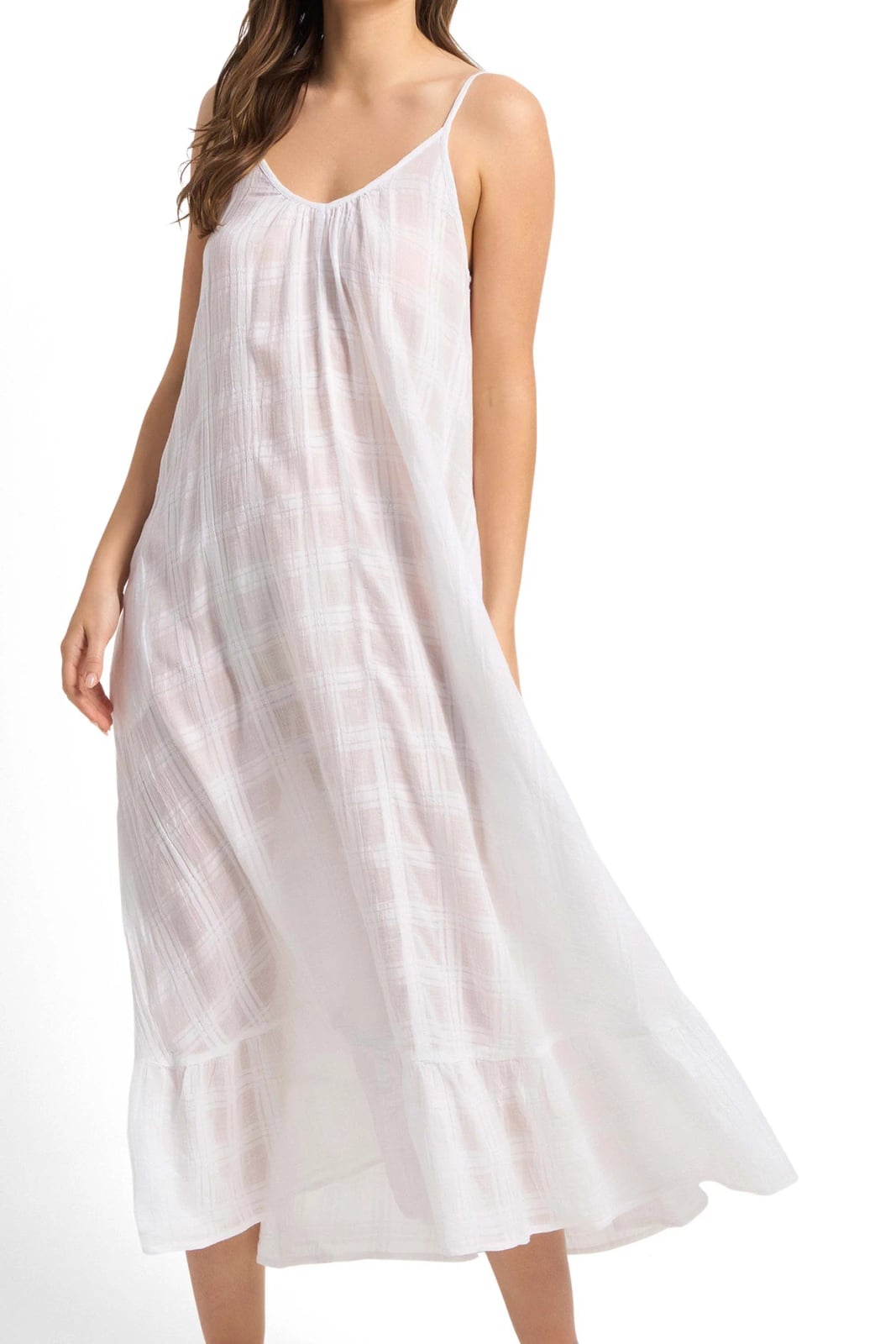 White scoop neck maxi dress for casual wear White Picnic Dress 2027