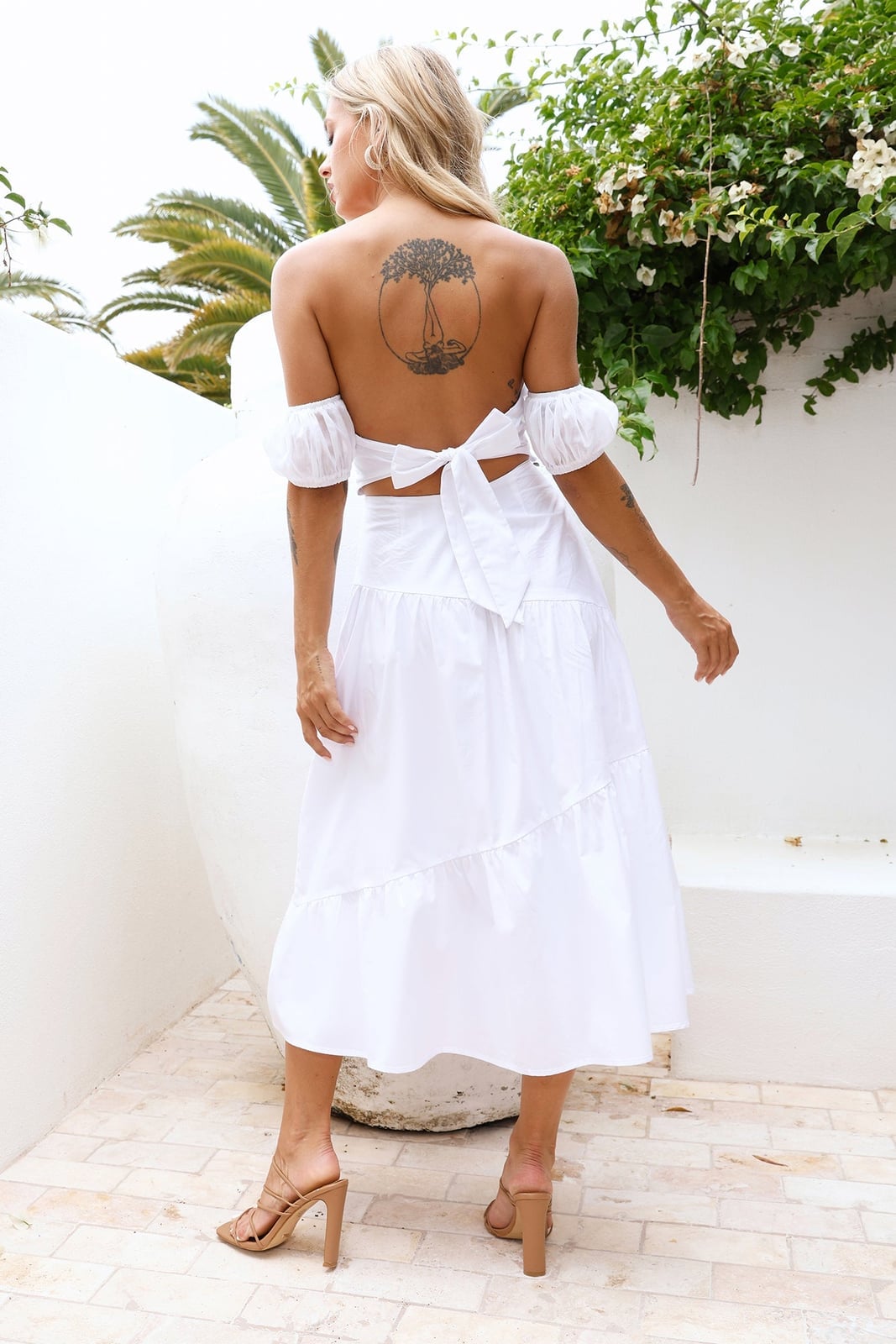 White off-the-shoulder tiered midi dress White off-the-shoulder tiered midi dress — White Picnic Dress 2027