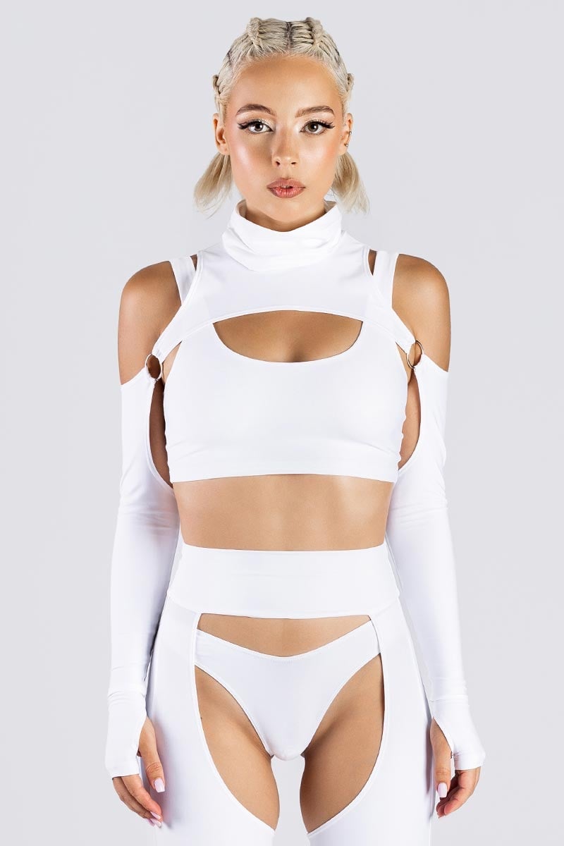 Harness Detail White Crop Top Set Harness Detail White Crop Top Set — White Rave Outfits 2027