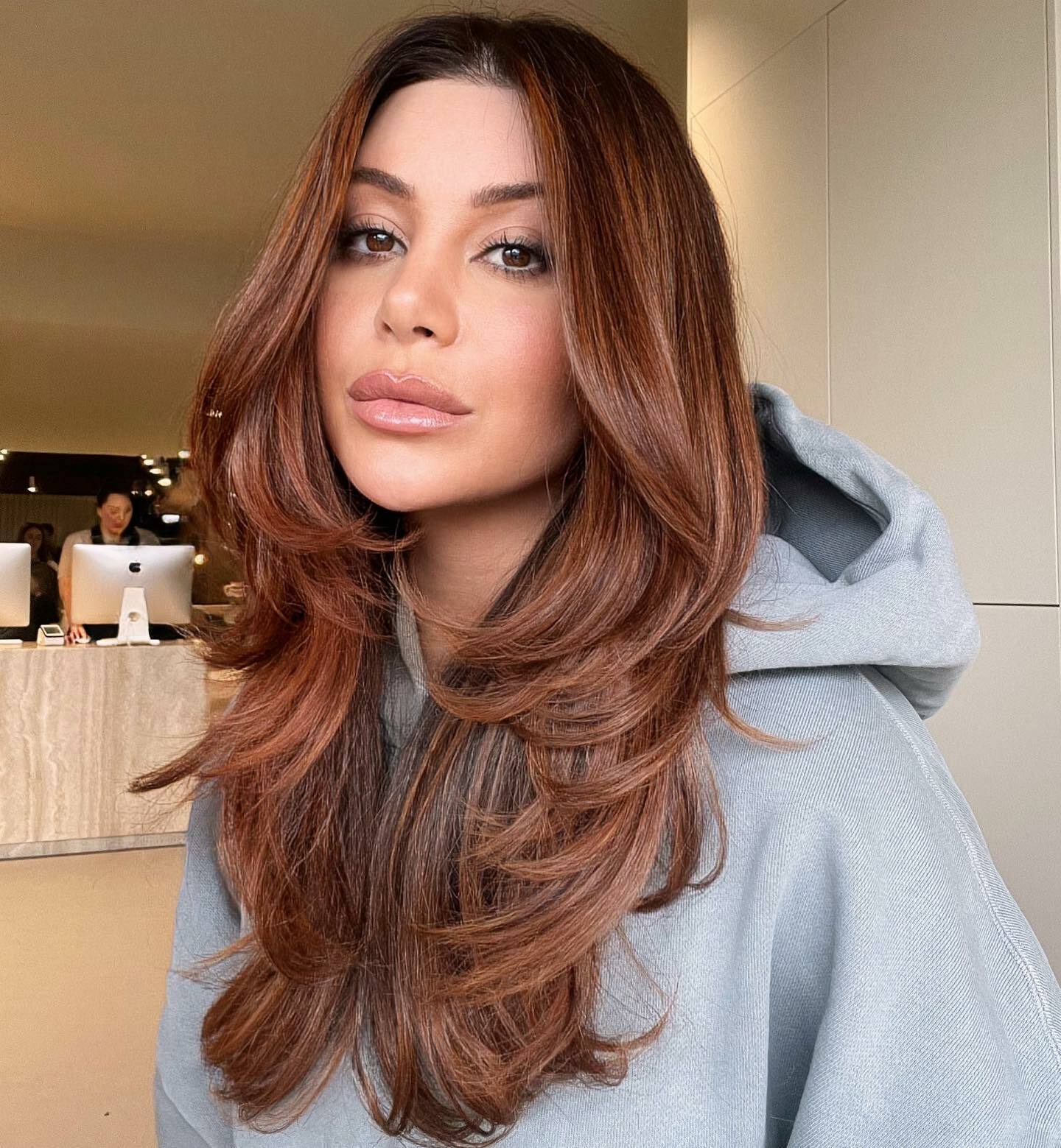 Layered Warm Brown With Copper Highlights Layered Warm Brown With Copper Highlights — Winter Hair Gloss 2027