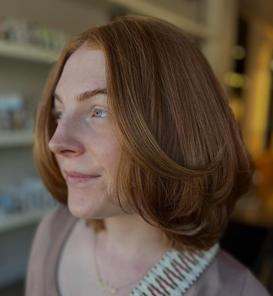 Reddish-Brown Collarbone Lob With Layered Ends — Winter Haircuts 2027 for Oval Faces