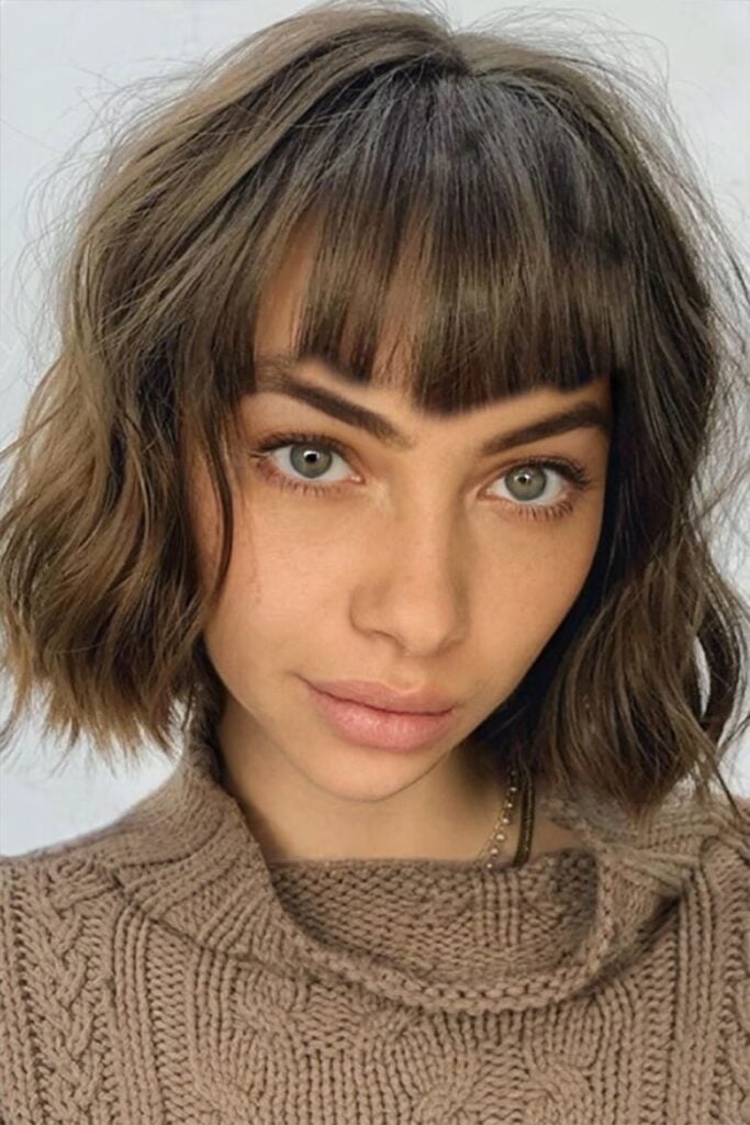 Dark Brown Chin Bob With Micro Bangs — Winter Haircuts 2027 for Oval Faces