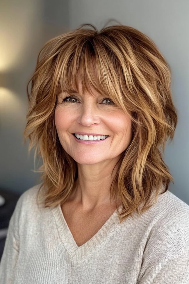 Auburn Shoulder Shag With Textured Layers — Winter Haircuts 2027 for Oval Faces