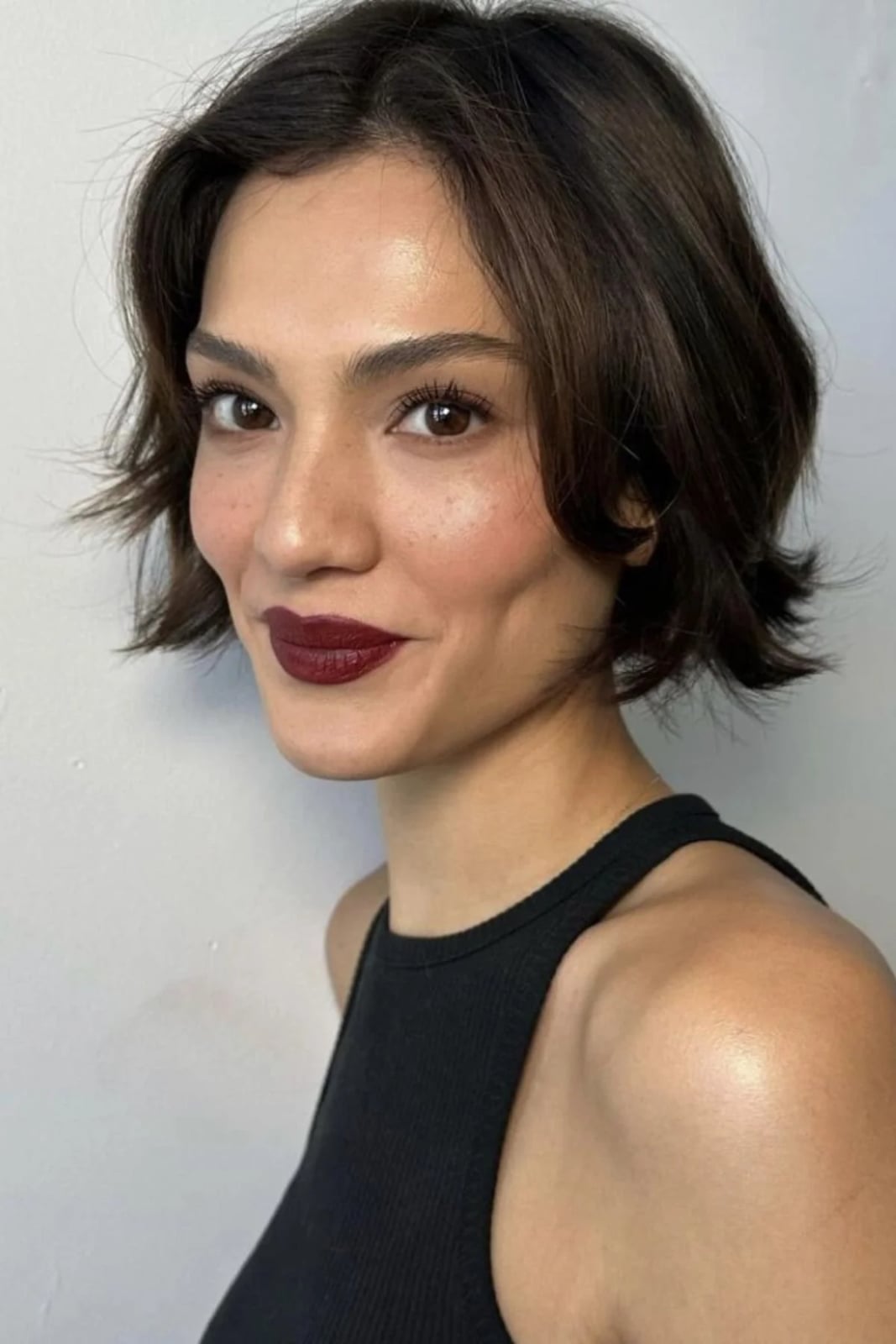 Dark Brown Chin Bob With Wispy Bangs Dark Brown Chin Bob With Wispy Bangs — Winter Haircuts 2027 for Square Faces
