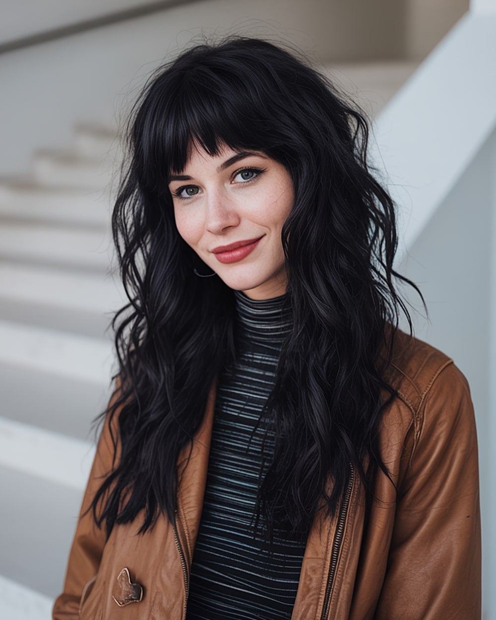 Collarbone Wavy Shag With Wispy Bangs Collarbone Wavy Shag With Wispy Bangs — Winter Haircuts 2027 for Square Faces