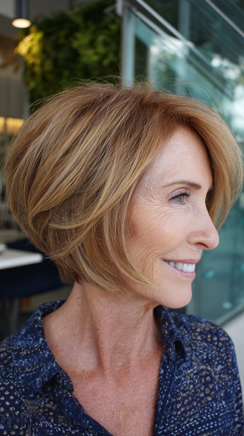 Golden Brown Stacked Bob With Volume Golden Brown Stacked Bob With Volume — Winter Haircuts 2027 for Square Faces