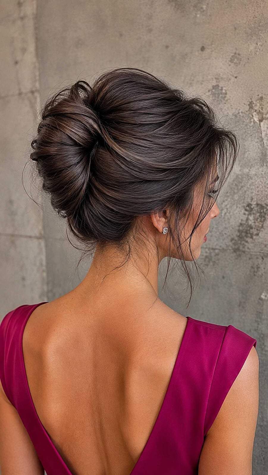 Mid-Back Elegant Dark Brown Updo Mid-Back Elegant Dark Brown Updo — Winter Hairstyles 2027 for Round Faces