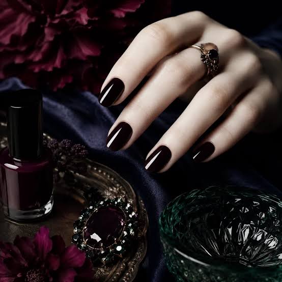 Deep Burgundy Glossy Short Oval Nails — Winter Nail Colors 2027 for Pale Skin