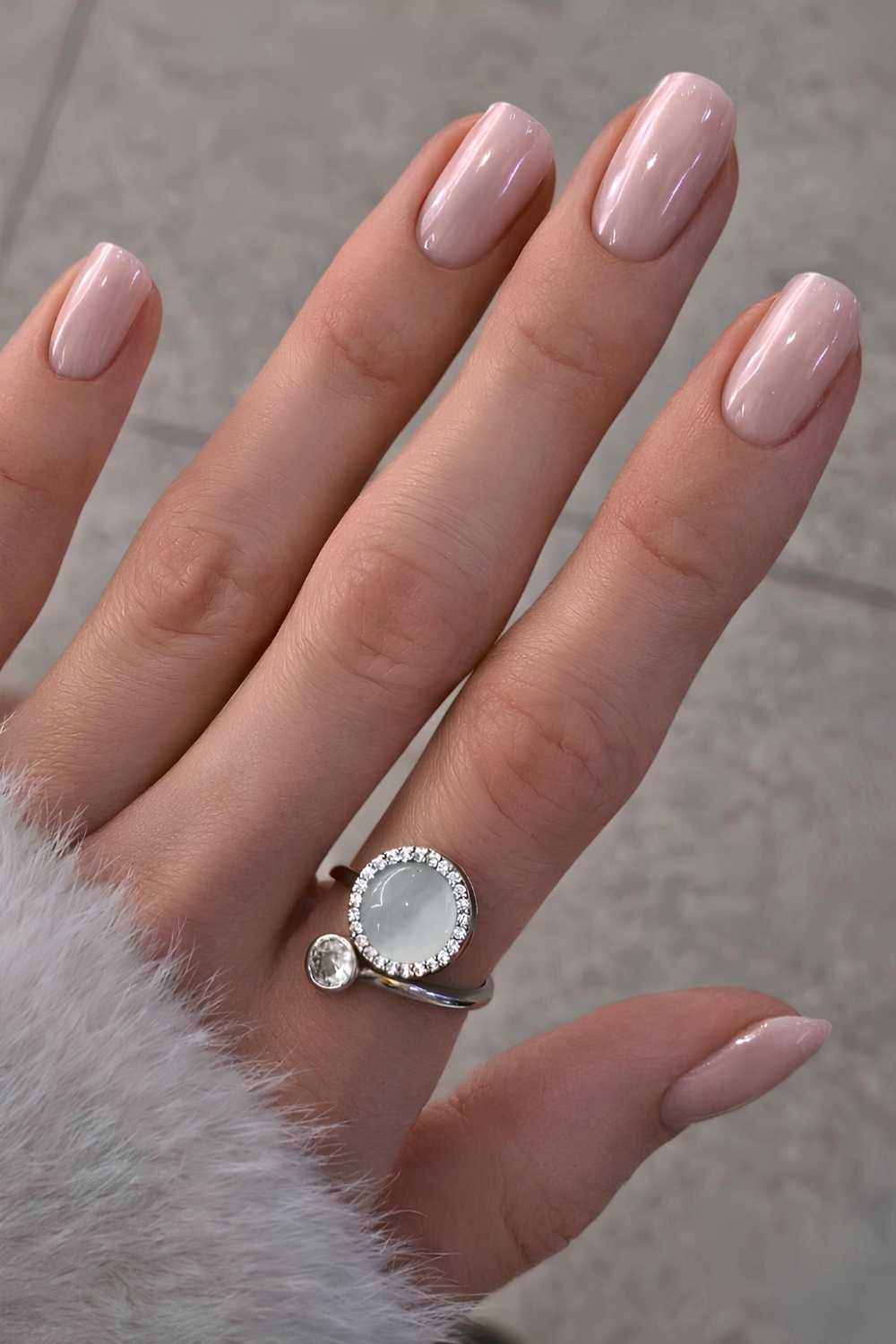 Soft Pale Pink Glossy Almond Nails — Winter Nail Colors 2027 for Pale Skin