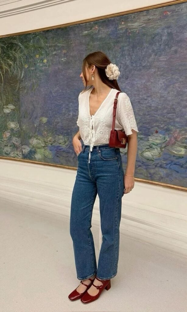 White textured jacket with black top and trousers White textured jacket with black top and trousers — Winter to Spring Transition Outfits 2027