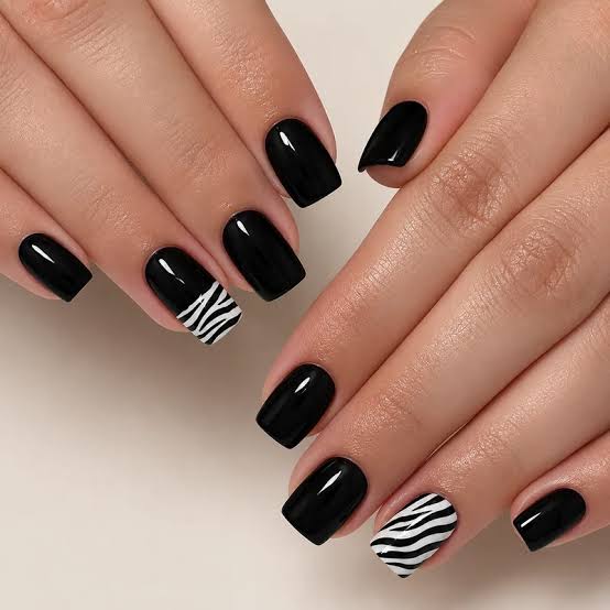 Short Square Pink Base Zebra Print Nails Short Square Pink Base Zebra Print Nails — Zebra Nails 2027
