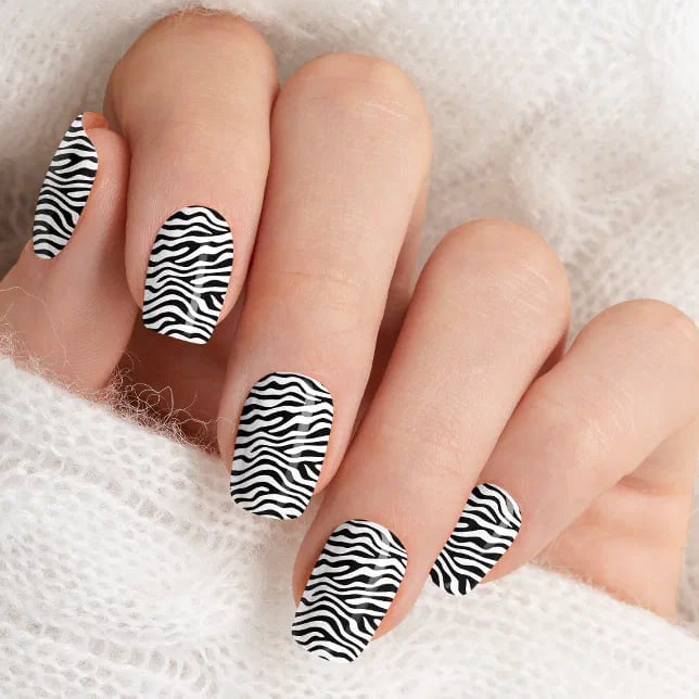 Classic Zebra Short Square Nails Classic Zebra Short Square Nails — Zebra Nails 2027