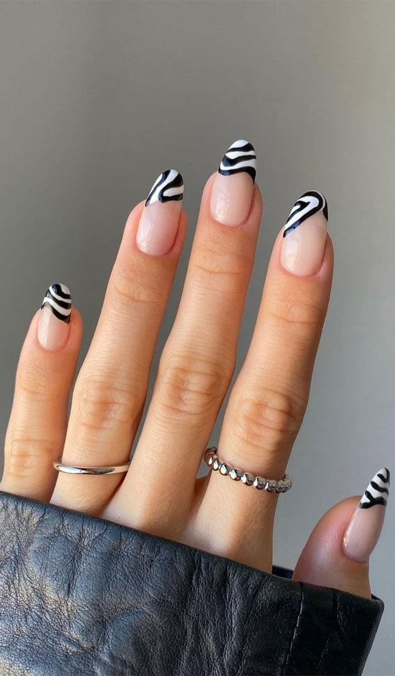 Classic Zebra French Almond Nails Classic Zebra French Almond Nails — Zebra Nails 2027