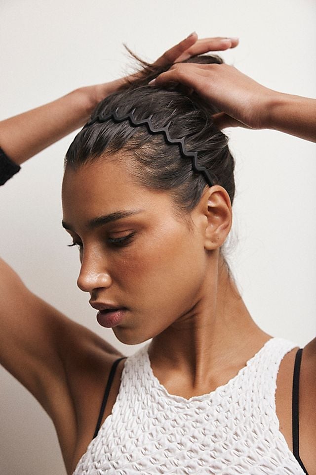 Sleek Dark Brown Bun With Black Zigzag Headband — Zigzag Headband Hairstyles 2027